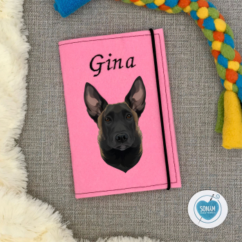 Preview: Designbeispiel der Impfpasshülle rosa für Belgischer Schäferhund
